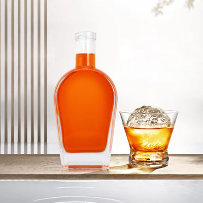Whisky Liquor Gin Rum Vodka Glasfles met glazen kurk 450 ml 700 ml 750 ml Kraagmateriaal