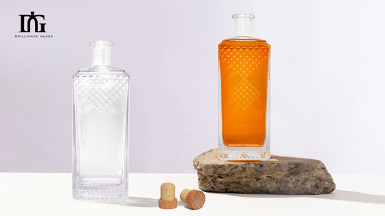 Afdichting Cork 700ml 375ml 500ml Glasfles voor Whisky Liquor Vierkante Vodka