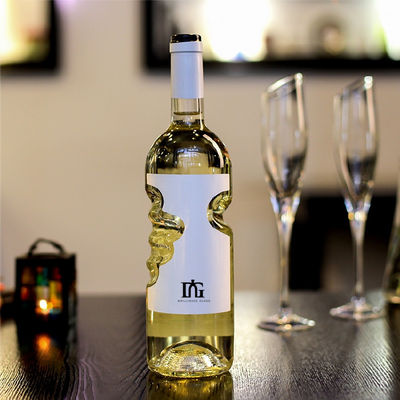 Mineraalwatermonster verstrekt 500 ml glazen drankfles met unieke vorm en kurkstop