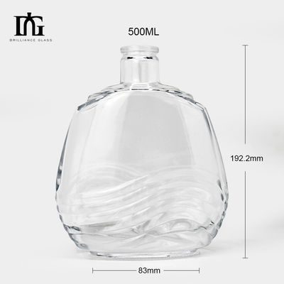 750 ml glazen heldere ronde 700 ml glazen drankflessen voor whisky en brandy TJ008