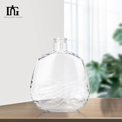 750 ml glazen heldere ronde 700 ml glazen drankflessen voor whisky en brandy TJ008