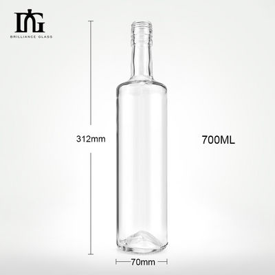 Leeg, helder, rond 750 ml glazen fles voor wodka, drank, tequila, mezcal