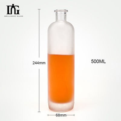 Vodka Brandy Liquor flessen met aanvaardbaar klant logo 500 ml helder rond glas